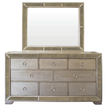 Best Master Furniture Best Master Furniture B1980 2 Pcs Dresser & Mirror Ava Mirrored Silver Bronzed Dresser & Mirror B1980 2 Pcs Dresser and Mirror
